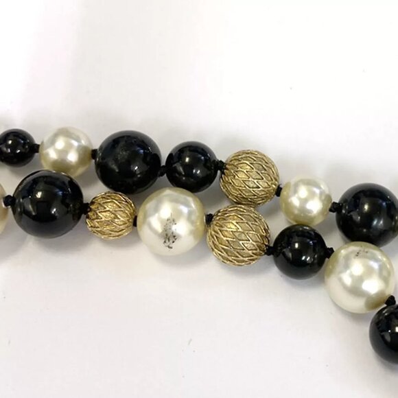 CHANEL CC Chain Pendant Necklace Imitation Pearl Beads A16B BK WE Gold 15RK811 - Picture 6 of 10